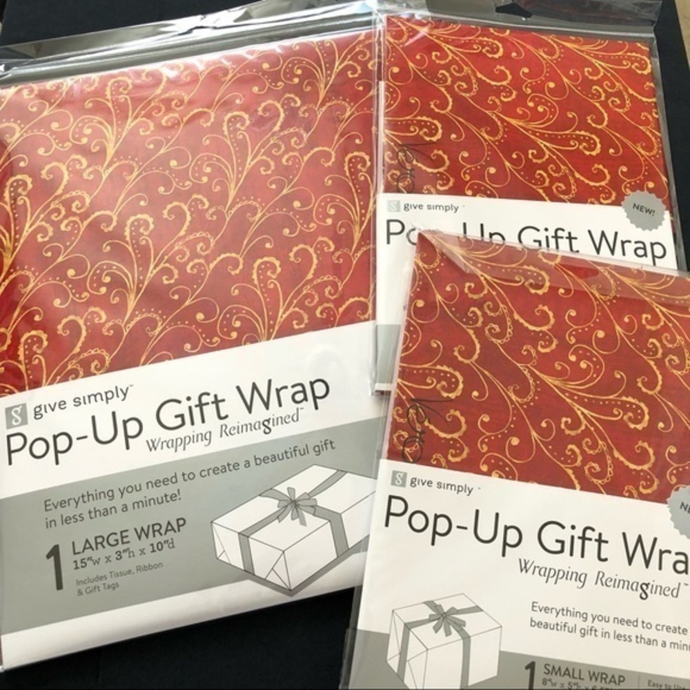 Birthday Celebration Anniversary Gift Box Bundle 1 large 2 small Red Gold Swirl